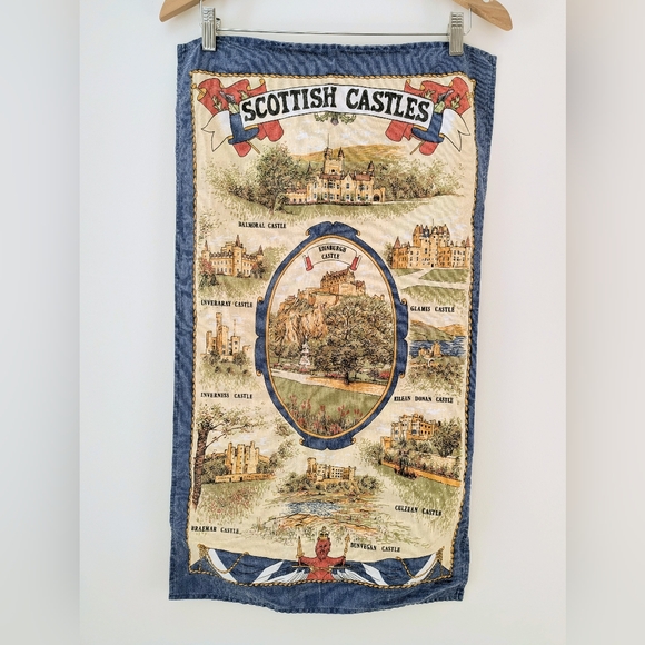 Other - VTG 100% Cotton Scottish Castles Tea Towel Kitchen Dish Cloth Made in Britain